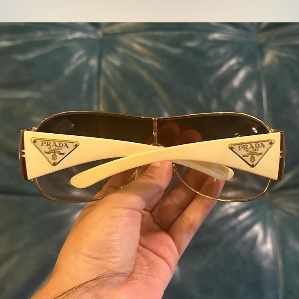 Prada Cream and Gold Sunglasses